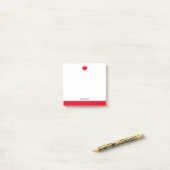 Wit met Helder Rood Hart & Rand + Naam Post-it® Notes (Op bureau)