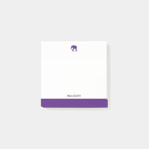Wit met Heldere Paarse Olifant & Rand + Naam Post-it® Notes