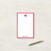 Wit met helderrode olifant en rand + naam post-it® notes (Op bureau)