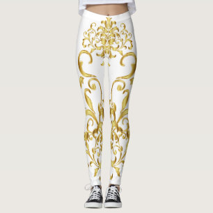 Wit met het Gouden Atletisch Detailleren van het Leggings