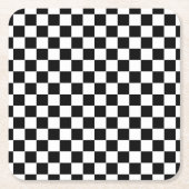Wit met klassieke zwarte vierkante patroonstijl kartonnen onderzetters (Voorkant)
