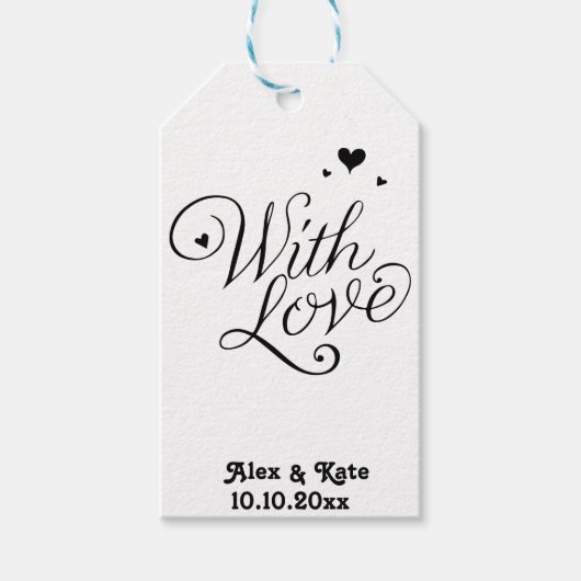 Wit met liefde Schattige moderne kalligrafie bruil Cadeaulabel (Voorkant)