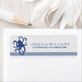 Wit met marineblauw schattige octopus etiket (Insitu)