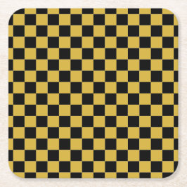 Wit met Metallic Goud Vierkant Patroon Stijl Kartonnen Onderzetters