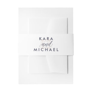 Wit met Midnight Blue Kalligrafie en Diamant Uitnodigingen Wikkel