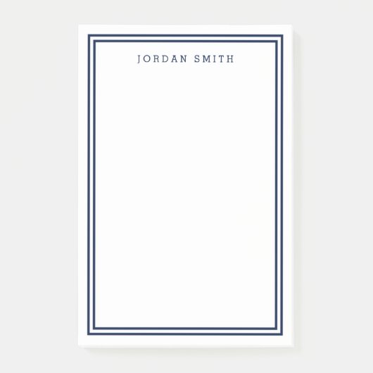Wit met moderne klassieke dubbele marine blauwe gr post-it® notes (Voorkant)