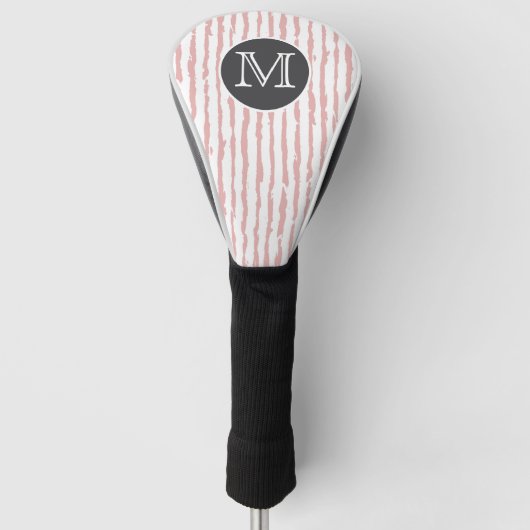 Wit met moderne roze streep golf headcover (Voorkant)