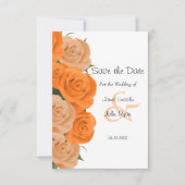 Wit met Oranje Rozen - sparen de Datum Save The Date (Voorkant)