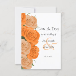 Wit met Oranje Rozen - sparen de Datum Save The Date
