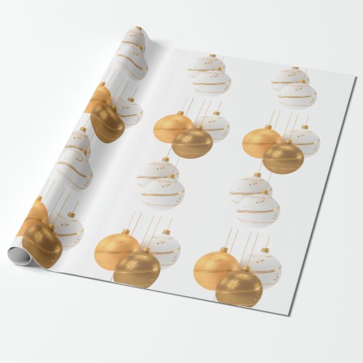 Wit met Ornamenten Cadeaupapier (Uitgerold)