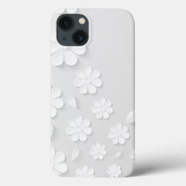 wit met papieren bloemachtergrond Case-Mate iPhone case