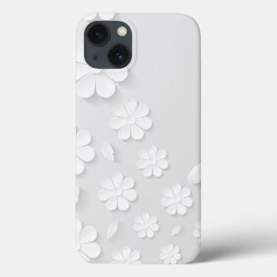 wit met papieren bloemachtergrond Case-Mate iPhone case