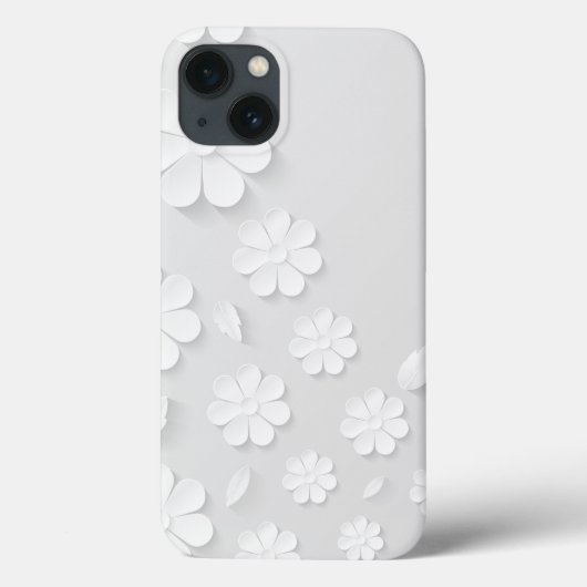 wit met papieren bloemachtergrond Case-Mate iPhone case (Achterkant)