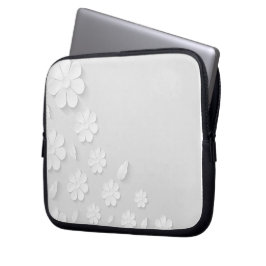 wit met papieren bloemachtergrond laptop sleeve