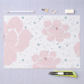 Wit met Pastel Roze Bloemen en Pastel Blue Tissuepapier (Craft)
