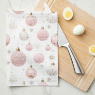 WIT MET PASTELROZE & WITTE ORNAMENTEN THEEDOEK