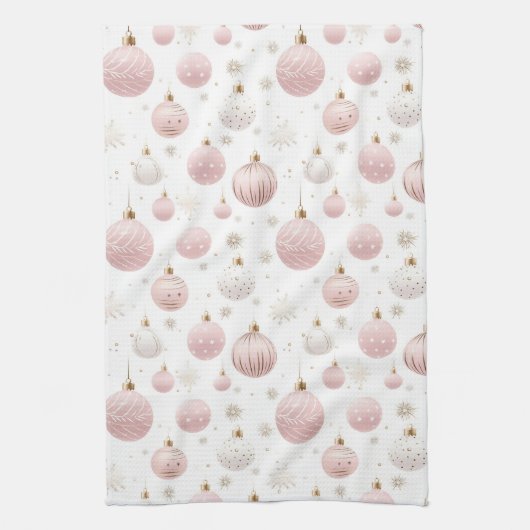 WIT MET PASTELROZE & WITTE ORNAMENTEN THEEDOEK (Verticaal)