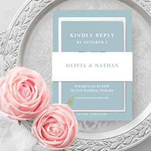 Wit met Poeder Blauwe Tekst   Bruiloft Uitnodigingen Wikkel