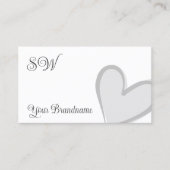 Wit met prachtige grijze hartslag en Monogram Cute Visitekaartje (Voorkant)