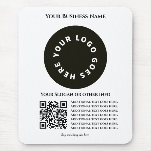 Wit met QR-code voeg je eigen tekst en logo toe Muismat (Voorkant)
