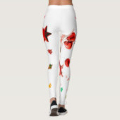 Wit met rode en groene kerstversieringen Leggi Leggings (Achterkant)