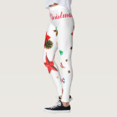 Wit met rode en groene kerstversieringen Leggi Leggings (Links)