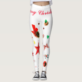 Wit met rode en groene kerstversieringen Leggi Leggings