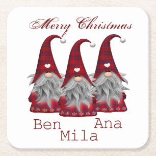 Wit met rode kabouter kartonnen onderzetters