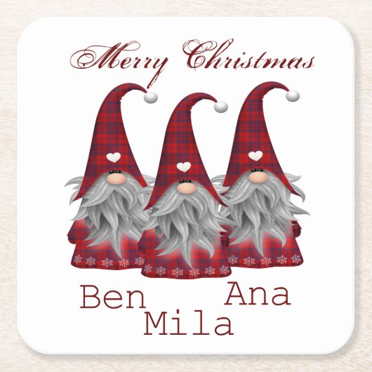 Wit met rode kabouter kartonnen onderzetters (Voorkant)