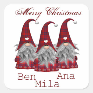 Wit met rode kabouter vierkante sticker