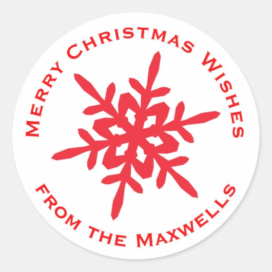 Wit met Rode Sneeuwvlok Envelop Sluiting Sticker (Voorkant)