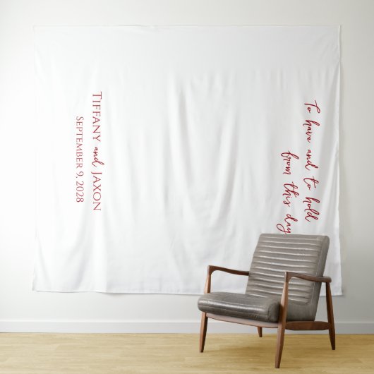 Wit met rode tekst Bruiloftsprijs Wandkleed (In Situ (horizontaal))