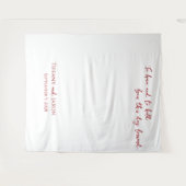 Wit met rode tekst Bruiloftsprijs Wandkleed (Voorkant (horizontaal))