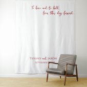 Wit met rode tekst Bruiloftsprijs Wandkleed (In situ)