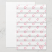 Wit met Roze Bloemen Papier Monogram (Voorkant / Achterkant)