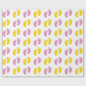 WIT MET ROZE & GELE BABY VOETEN CADEAUPAPIER (Vlak)