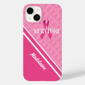 Wit met roze lintkankeroverleving Case-Mate iPhone case (Achterkant)