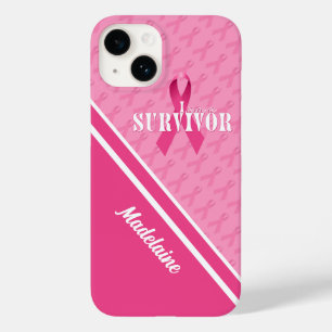 Wit met roze lintkankeroverleving Case-Mate iPhone 14 hoesje