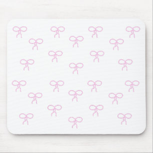 Wit met roze strikken muismat