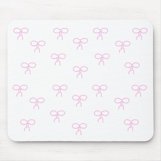 Wit met roze strikken muismat (Voorkant)