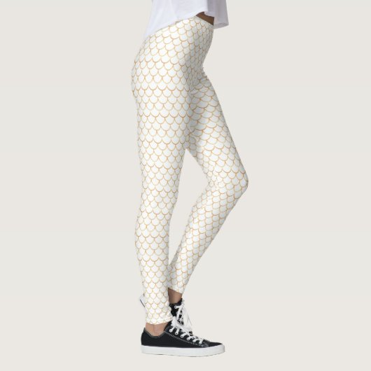 Wit met Scallop Design Pattern Leggings (Rechts)