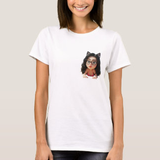 Wit met Schattige krullend haar Meisje Tshirt