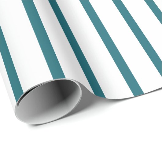 Wit met Teal Strepen Cadeaupapier (Rol Hoek)