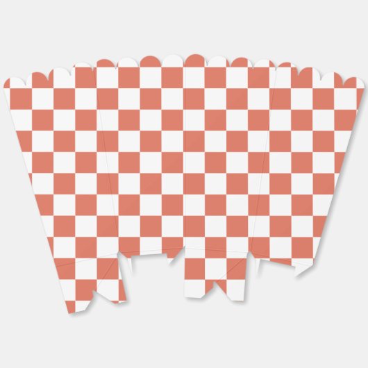 Wit met Terracotta Vierkant Patroon Stijl Popcorn Bedankdoosjes (Ongevouwen)
