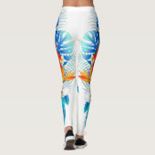 Wit met tropische bloemen Leggings (Achterkant)