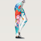 Wit met tropische bloemen Leggings (Rechts)