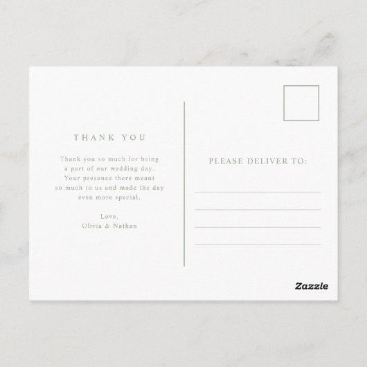 Wit met Wijze Tekst en Foto | Huwelijk Dank u Briefkaart (Achterkant)