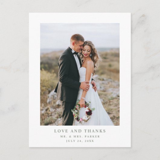 Wit met Wijze Tekst en Foto | Huwelijk Dank u Briefkaart (Voorkant)