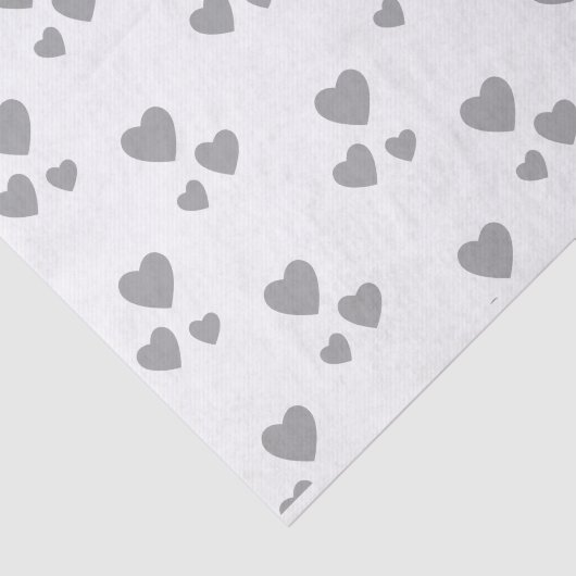 Wit met zilveren harten tissuepapier (Detail)