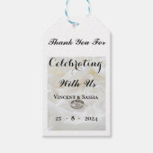 Wit met zilveren trouwringen cadeaulabel (Voorkant)